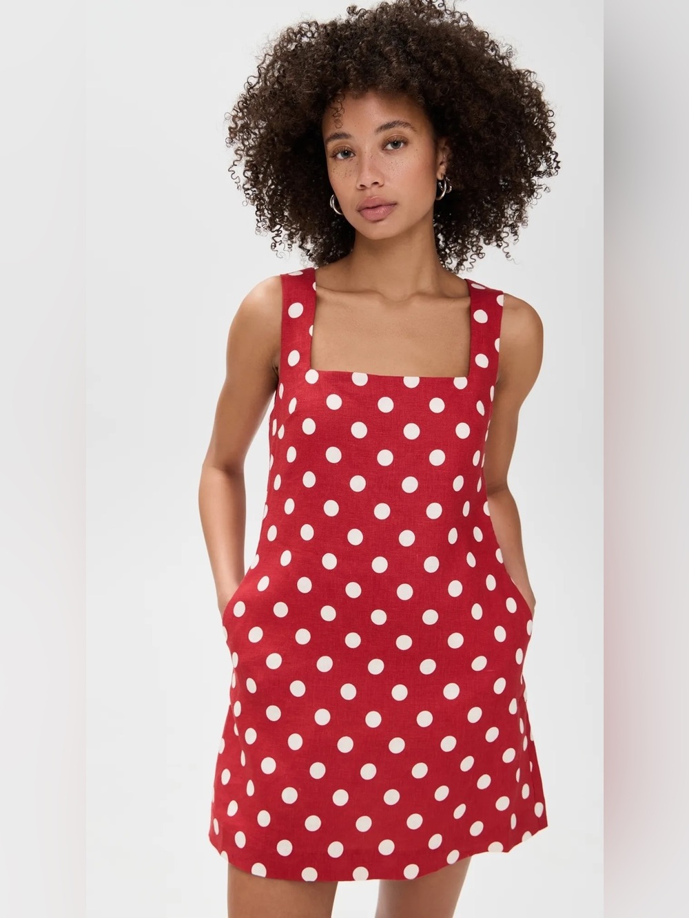 Posse XS Alice Red Polka Dot Linen Mini Dress - Picture 2 of 15
